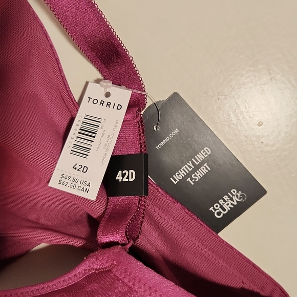 ❤️NWT VINTAGE TORRID BRA T-SHIRT BRA - LIGHTLY LINED - BACK SMOOTHING FUSCHIA - Picture 4 of 9